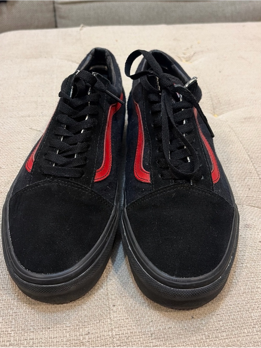 Vans Black Suede Mickey Mouse edition Low-Top Sneakers with Red Side Stripe